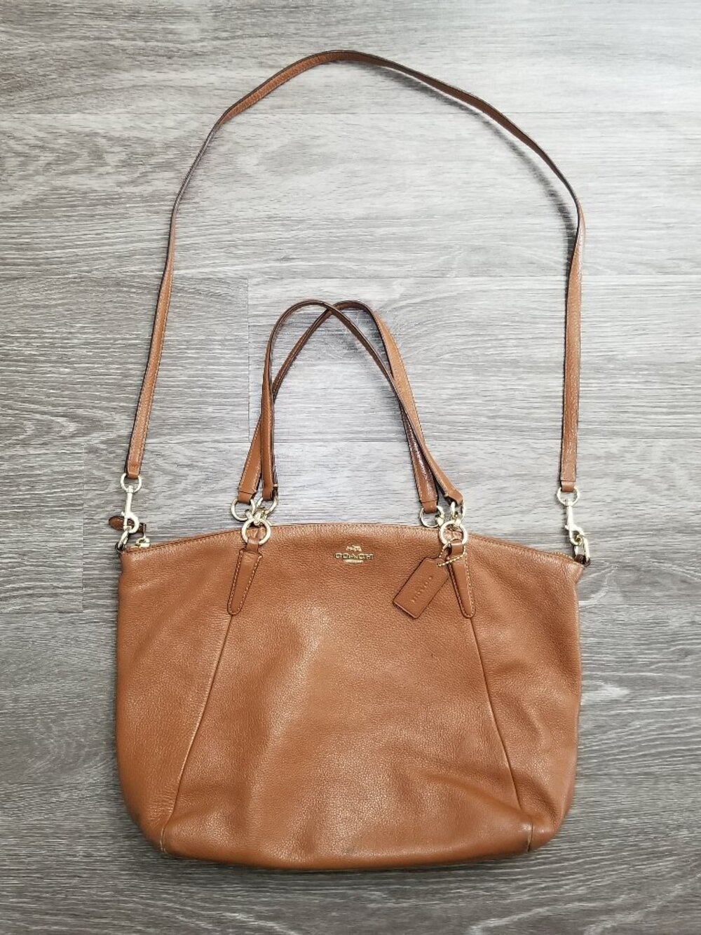 Womens Coach Kelsey Satchel Brown Leather Handbag